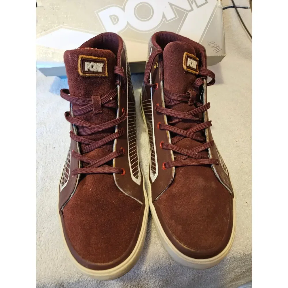 PONY Feed The Cat Mid Burgundy Grey Red Mens Size 14 ML017UGR Sneakers